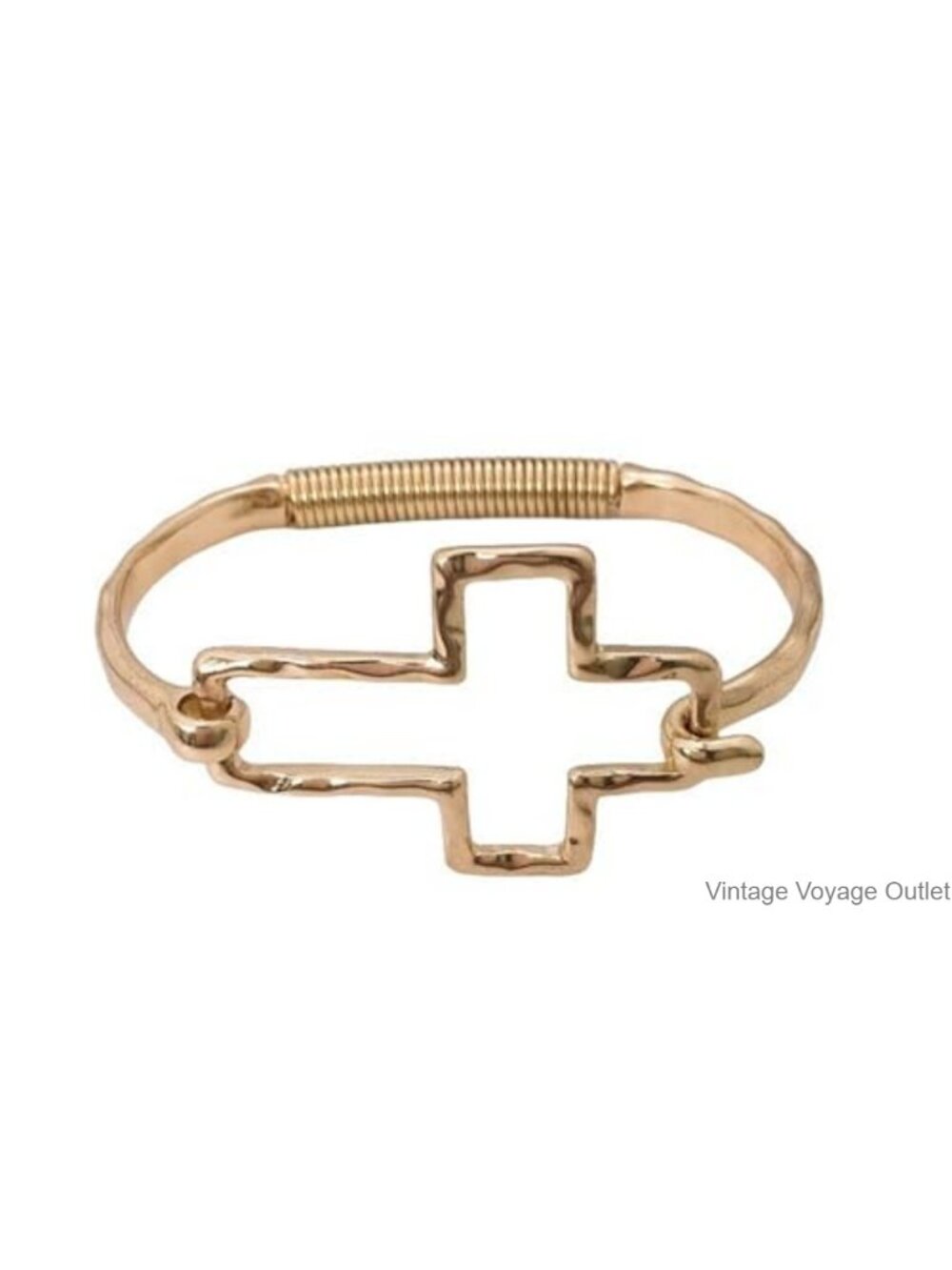 Chunky Hammered Open Cross Cuff Bracelet Geometric Hook Bangle Gift for Women